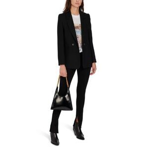 ANINE BING Max Trousers Women's 34 Black Twill Pants Stretch Slit High Rise